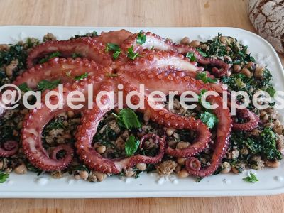 Octopus Recipe with Cabbage Migas and Black-Eyed Beans | Easy and Quick!