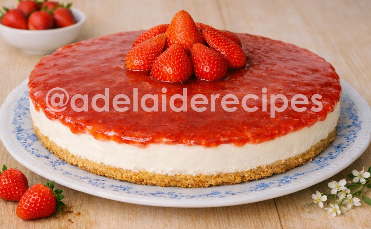 No-Bake Strawberry Cheesecake | Easy and Creamy Recipe (Step by Step)