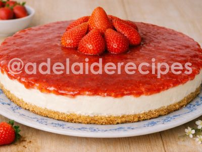 No-Bake Strawberry Cheesecake | Easy and Creamy Recipe (Step by Step)