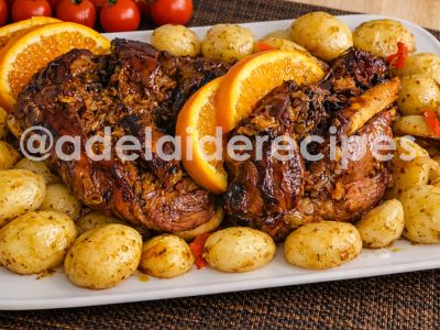 Baked Turkey Leg with Orange and Crispy Potatoes