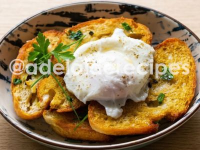 Garlic Bread with Olive Oil and Poached Egg | As an Appetizer or Light Meal